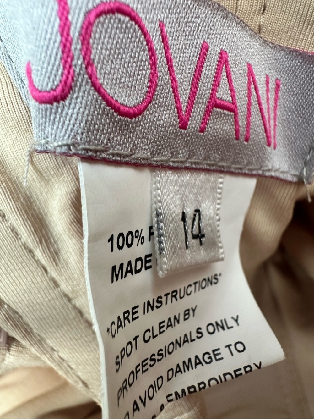 Jovani 67331 Champagne Lace Mermaid Gown – Size 14 - Picture 6 of 6